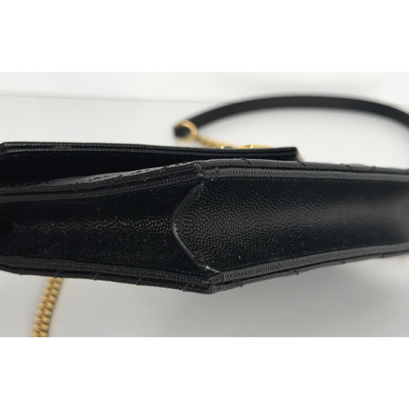 Saint Laurent Monogram Chain Wallet Bag Small Black Chevron Grained Leather - Picture 5 of 16